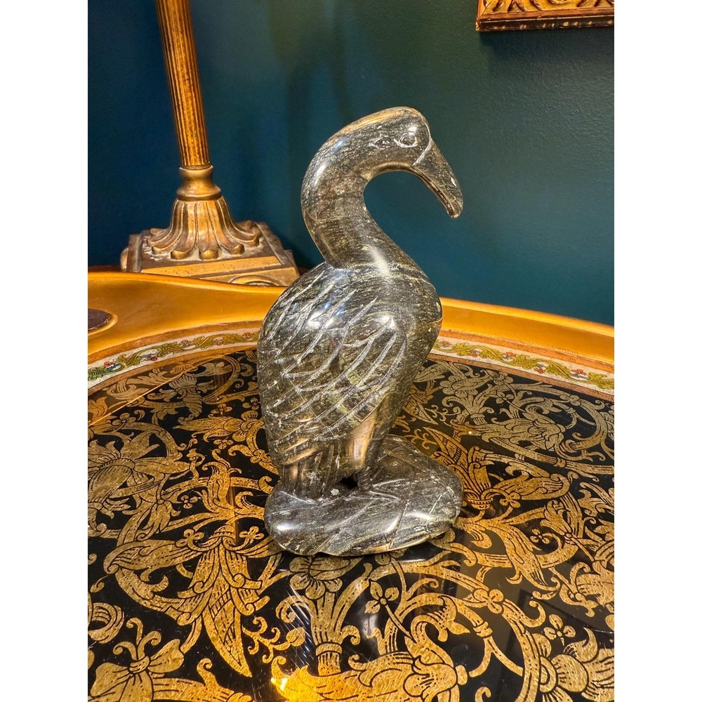 Vintage Shona Serpentine Stone Bird Sculpture, 6.5"